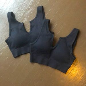Black ribbed bra tops